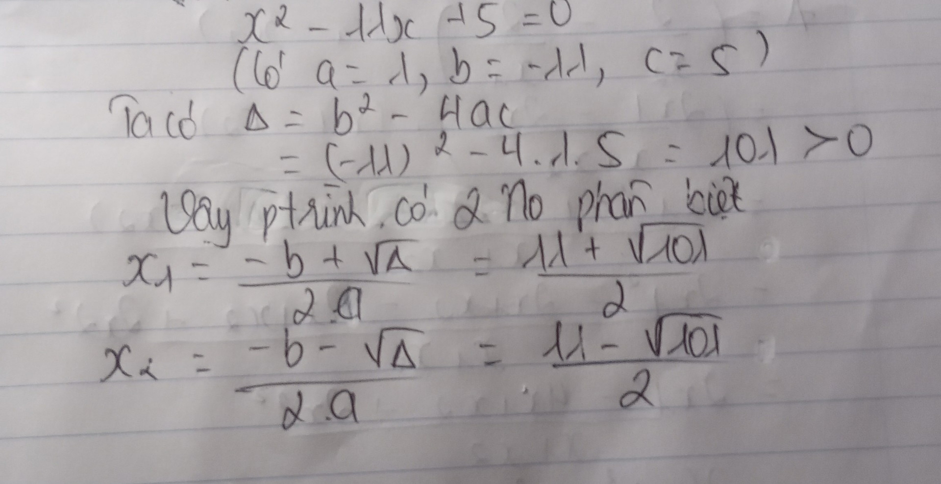 A=(2/x2-2/x1)x(x1-x2)
X²-11x+5=0