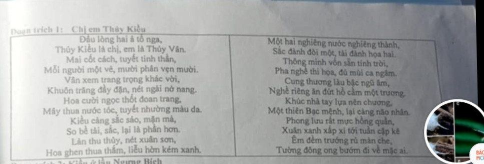 Phân tích đoạn trích chị em.Thúy Kiều