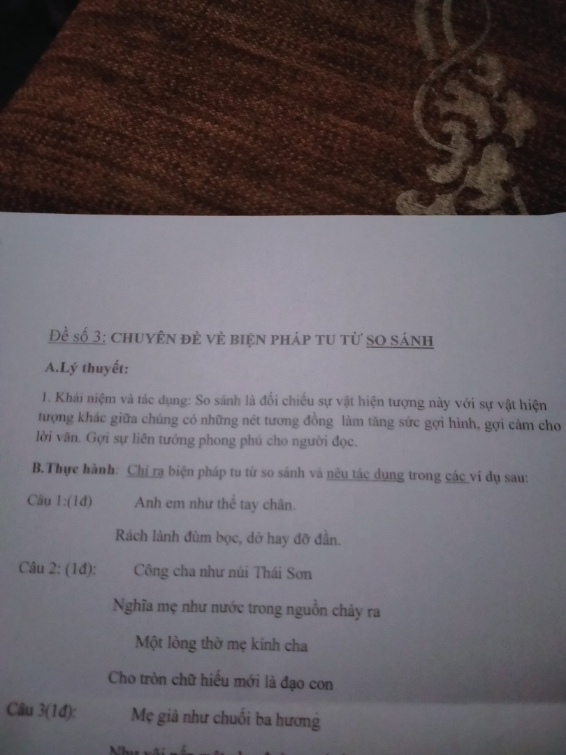 Chỉ ra biện pháp tu từ so sánh và nêu tác dụng trong các ví dụ sau Anh em như thể chân tay rất là đùm bọc dở hay đỡ đần