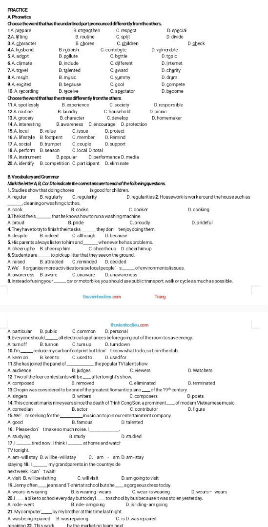Choose the word that has the underlined part pronounced differently from the